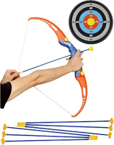 SUPER TOY Kids Bow & Arrow Toy Archery Set with Target Board for Boys - 6 Teer Dhanush Kaman for 4 5 6 + Years Old