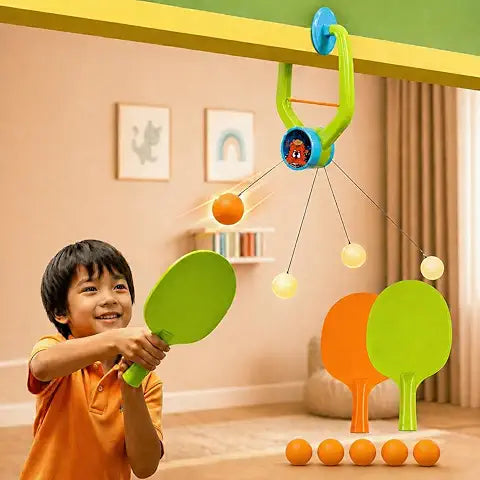 Niwlix Indoor Hanging Table Tennis Trainer for Kids Toys for Boys 7-14 Years | Indoor Mounted Ping Pong Game Set with 2 Rackets 5 Balls | Indoor Sports Game for Boys and Girls Home Play Activity